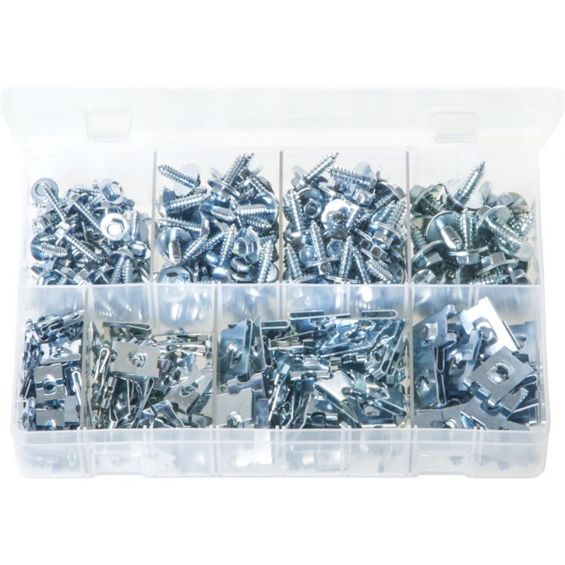 ASSORTED SHEET METAL SCREWS & J NUTS (350)