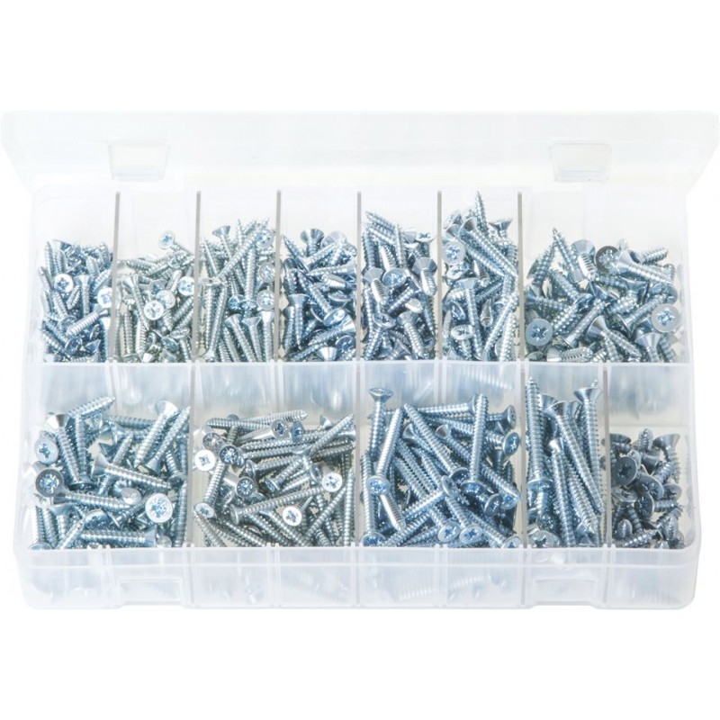 ASSORTED COUNTERSUNK POZI SELF TAPPING SCREWS (550)
