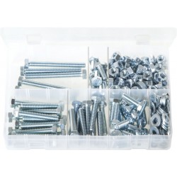 ASSORTED M8 SETSCREWS/NUTS/WASHERS (245)