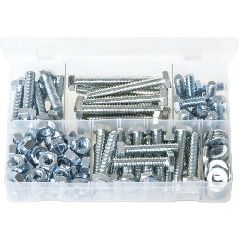 ASSORTED M10 SETSCREWS/NUTS/WASHERS (150)