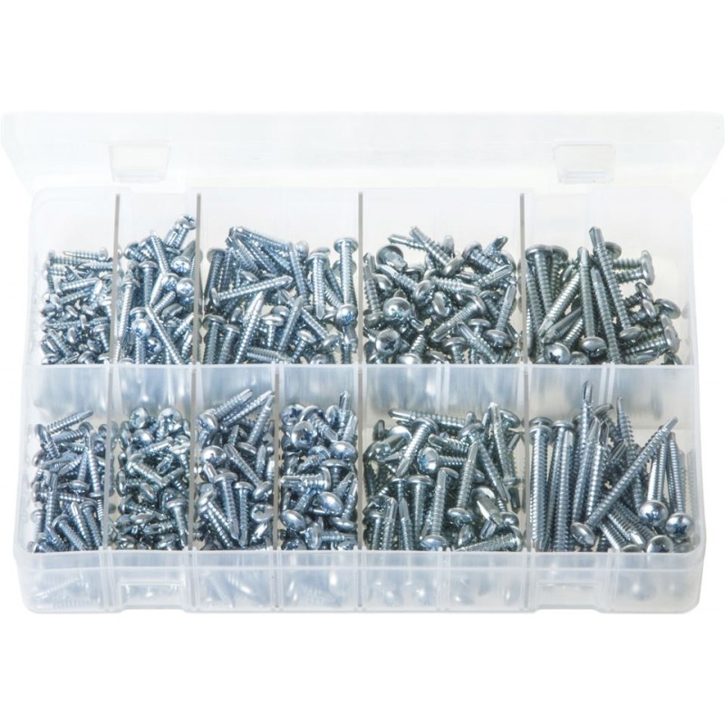 ASSORTED PHILLIPS PAN HEAD SELF-DRILL SCREWS (500)