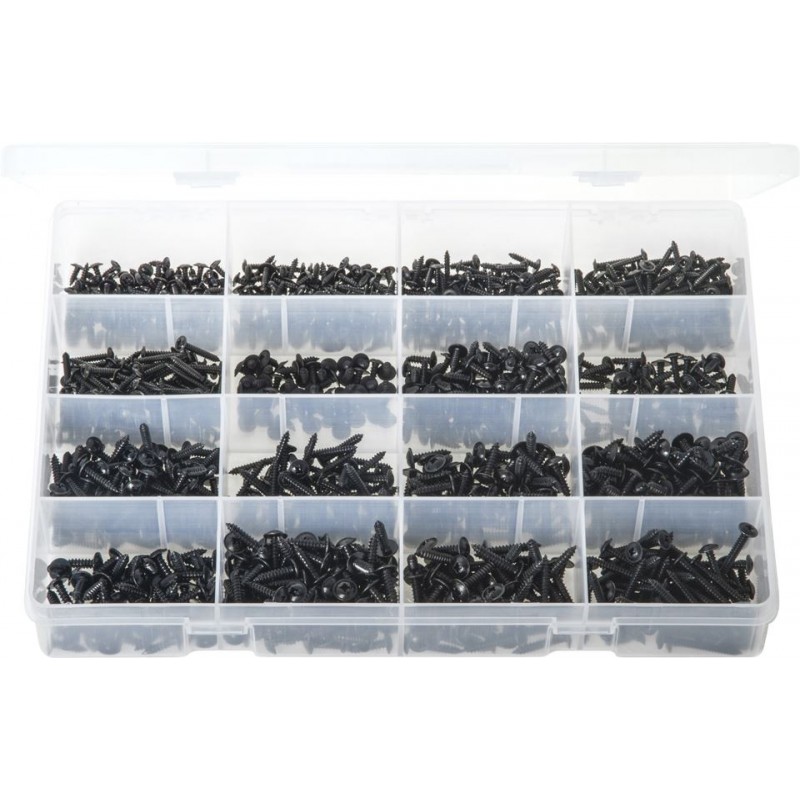 MAXI BOX' BLACK FLANGED SELF TAPPING SCREWS (1250)
