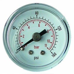 1/4" BSP PRE.. GAUGE BACK ENTRY (0-10BAR) 50mm face