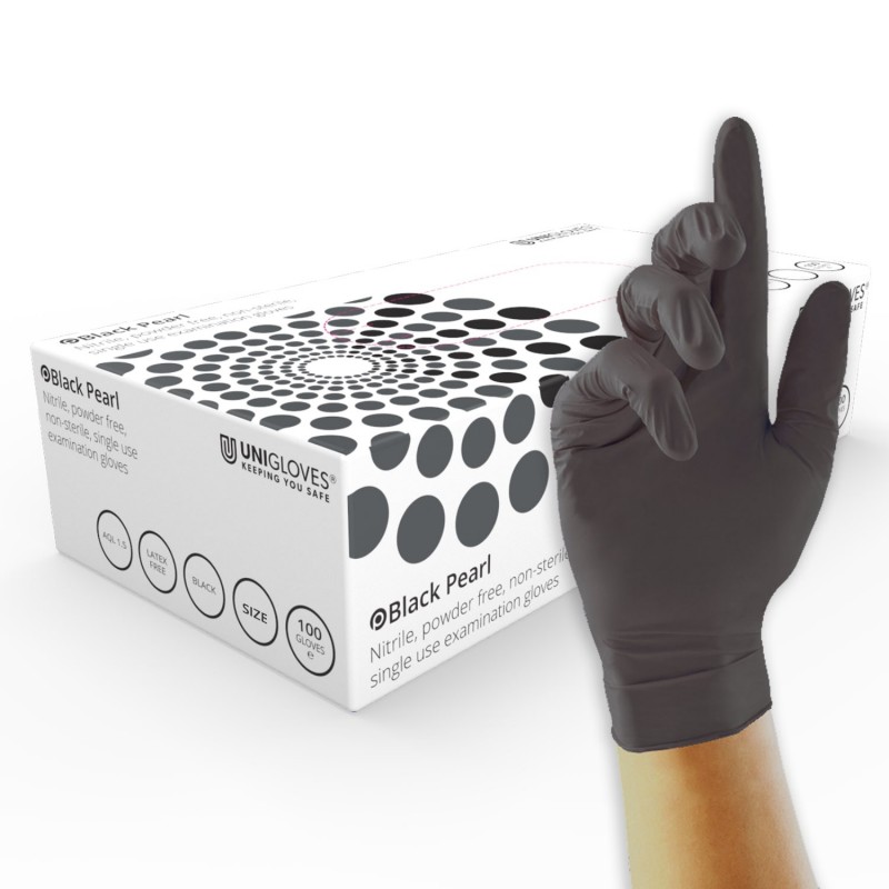 SIZE 10 (L) P/FREE 'BLACK PEARL' NITRILE GLOVES (100)