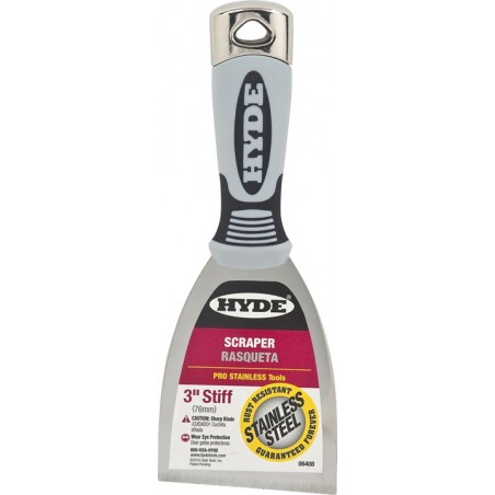 75mm HYDE STIFF SCRAPER (H/D) (CHISEL-ENDED)