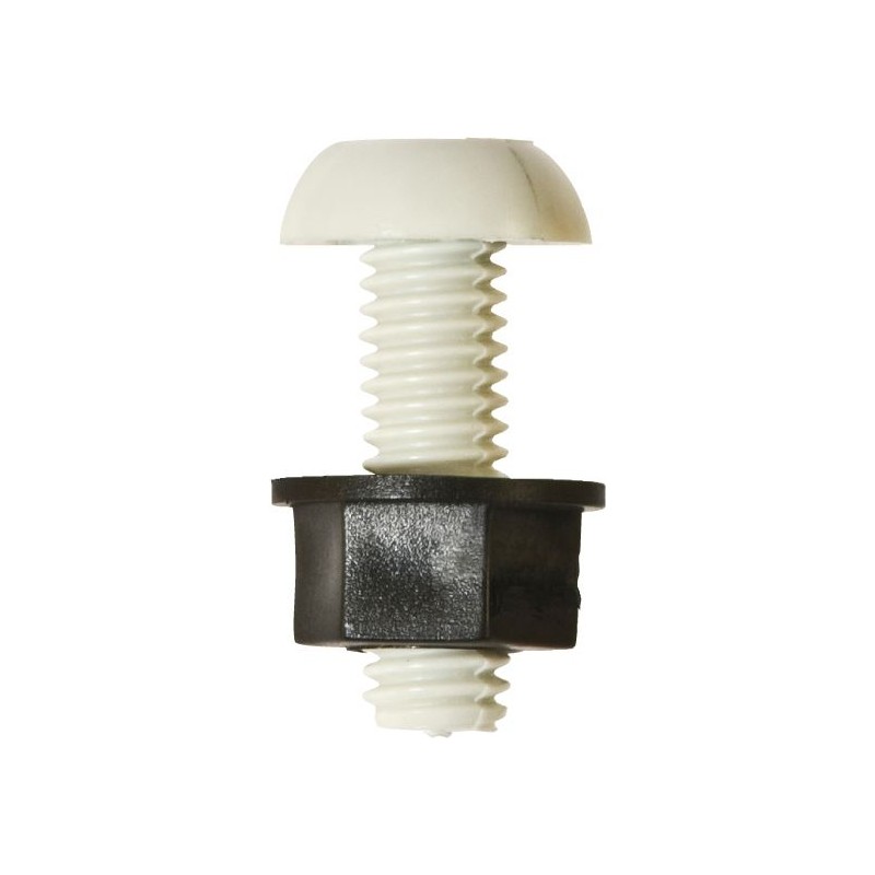 6 X 18mm NUMBER PLATE NYLON NUTS & BOLTS (W) (100)