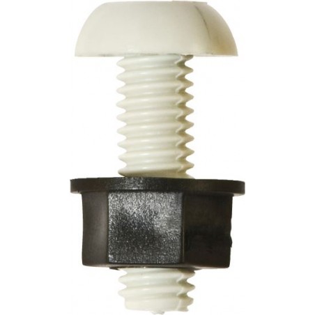 6 X 18mm NUMBER PLATE NYLON NUTS & BOLTS (W) (100)