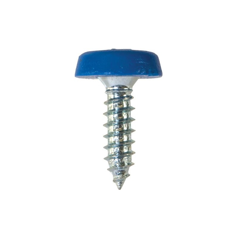 4.8 X 18mm NUMBER PLATE POLYTOP SCREWS (BLUE) (100)