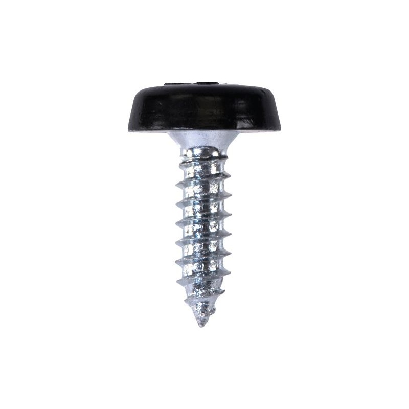 4.8 X 18mm NUMBER PLATE POLYTOP SCREWS (BLACK) (100)