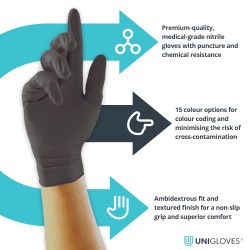 SIZE 9 (L) P/FREE 'BLACK PEARL' NITRILE GLOVES (10x 100)