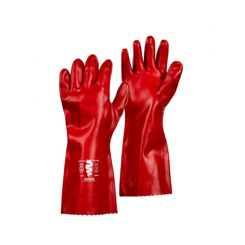RED PVC GAUNTLETS (40CM) (10PR)