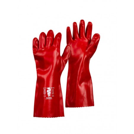 RED PVC GAUNTLETS (40CM) (10PR)