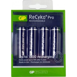 4 x AA GP Recyko + Pro Rechargeable Batteries