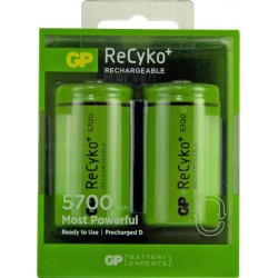 2 x D GP Recyko + Rechargeable Batteries