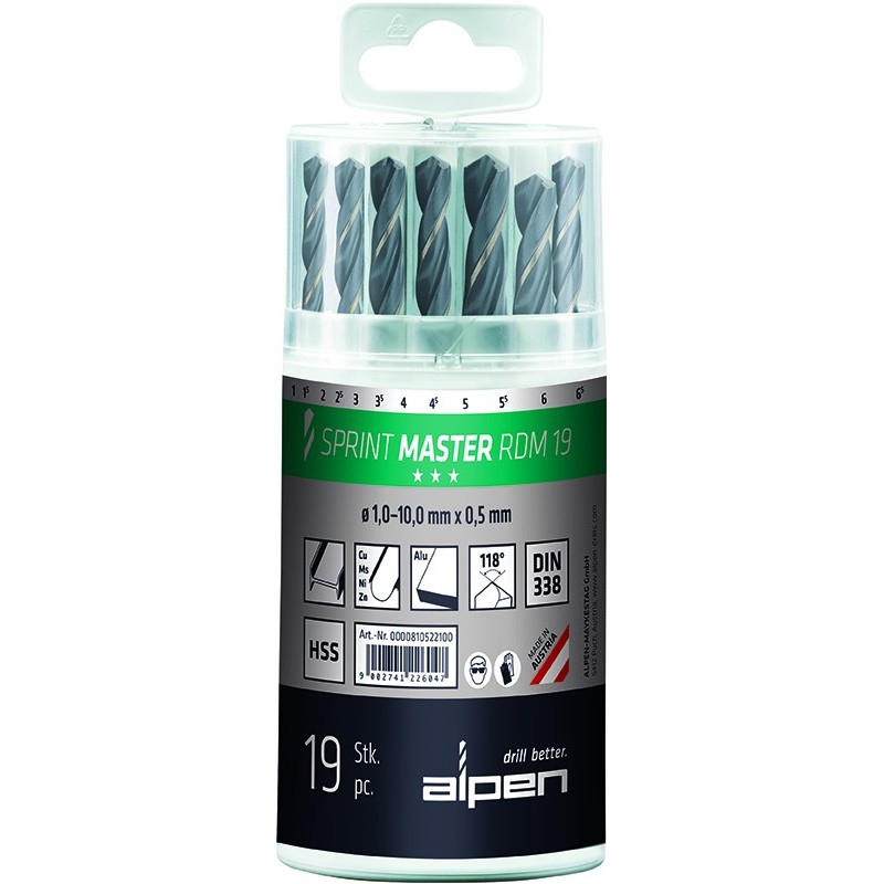 Alpen 'Sprint Master' HSS Jobber Drill Set (1.0 - 10.0mm)