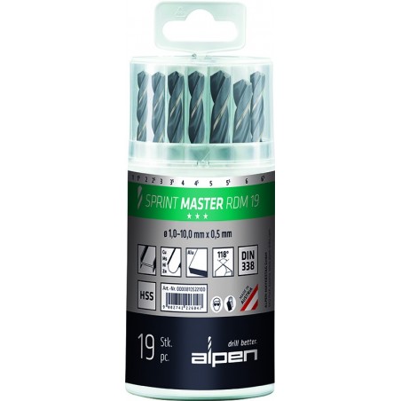 Alpen 'Sprint Master' HSS Jobber Drill Set (1.0 - 10.0mm)