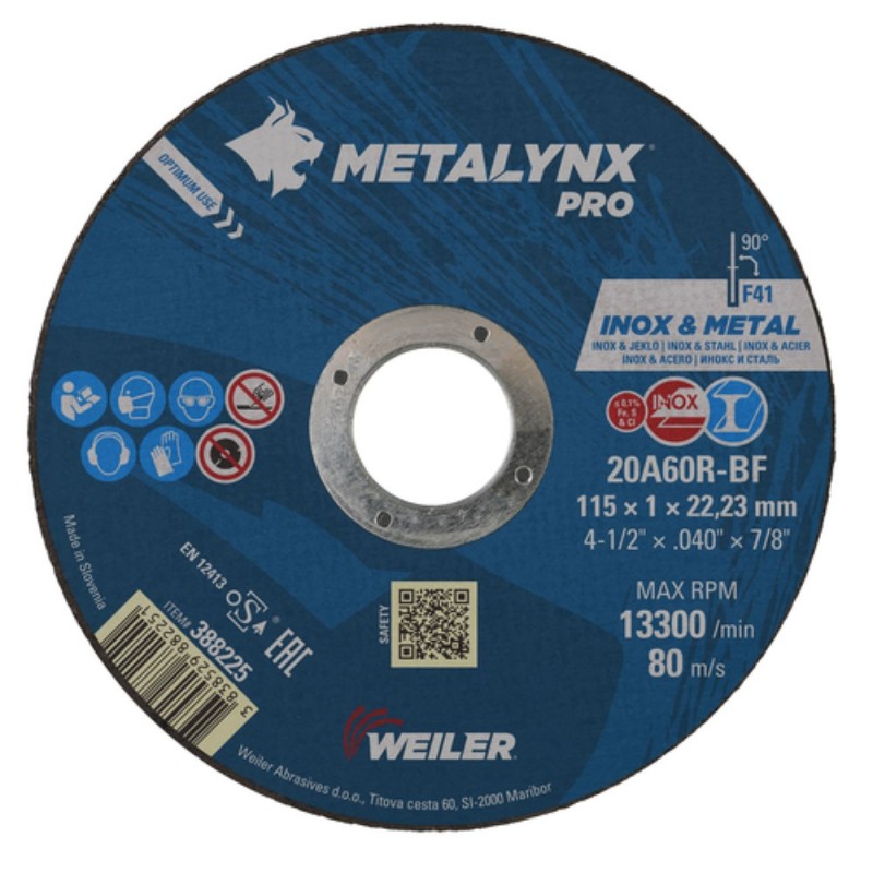 115 x 1.0mm Metalynx Metal/Inox Cutting Discs (25)