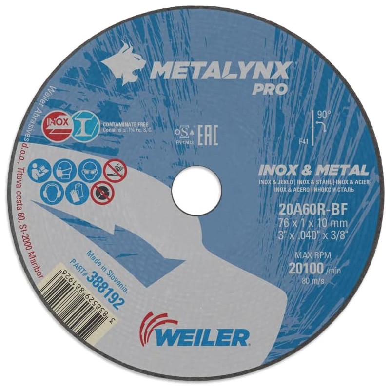 76 x 1.0mm Metalynx Pro Metal/Inox Cutting Discs (5)