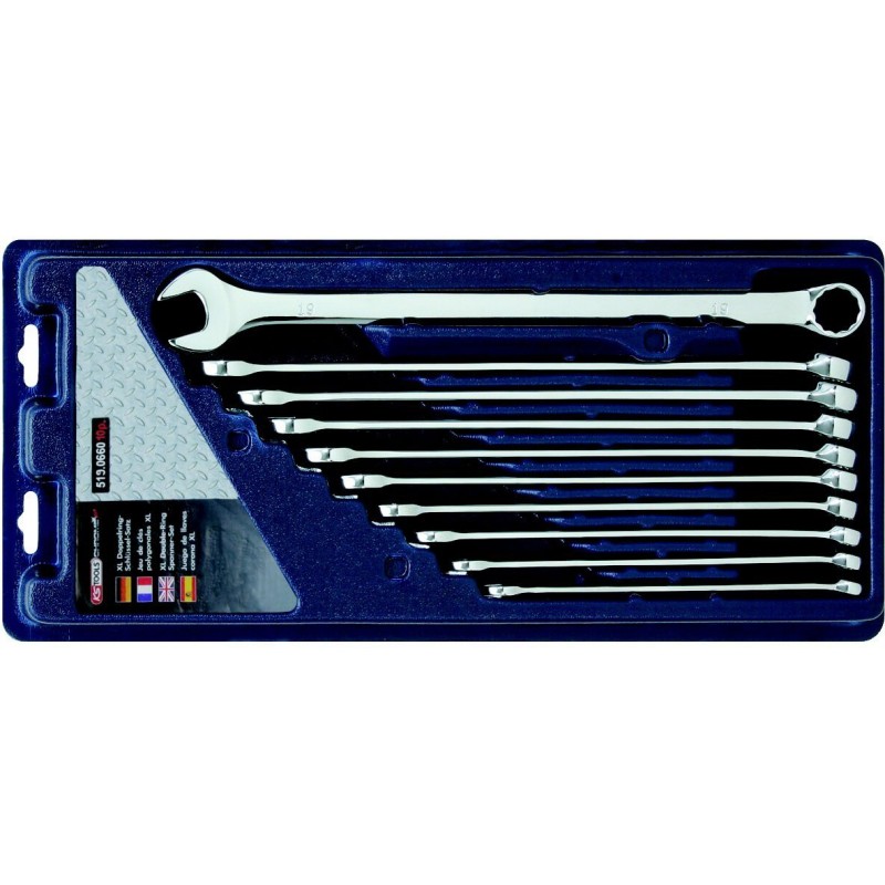 10pc KS Tools Extra Long Combination Spanner Set