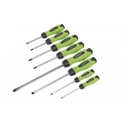 8pc Sealey Hammer-Thru Screwdriver Set - Hi-Vis Green