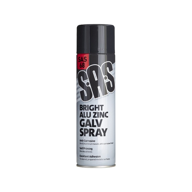 6 x SAS Bright Alu Zinc Galv Spray (500ml)