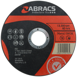 115 x 1.0mm Abracs 'Proflex' Metal/Inox Cutting Discs (10)