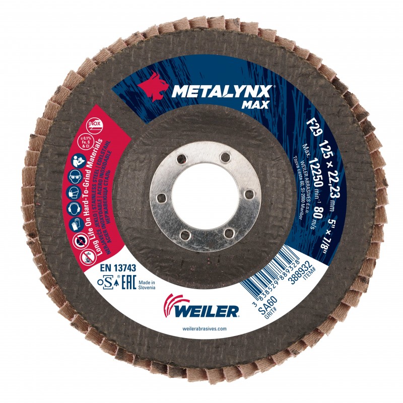 125mm P60 Ceramic 'Metalynx Max' Flap Discs (Medium)