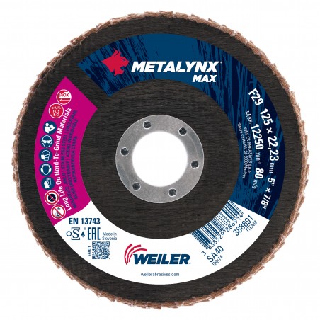 125mm P40 Ceramic 'Metalynx Max' Flap Discs (Coarse)