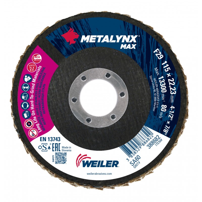 115mm P60 Ceramic 'Metalynx Max' Flap Discs (Medium)