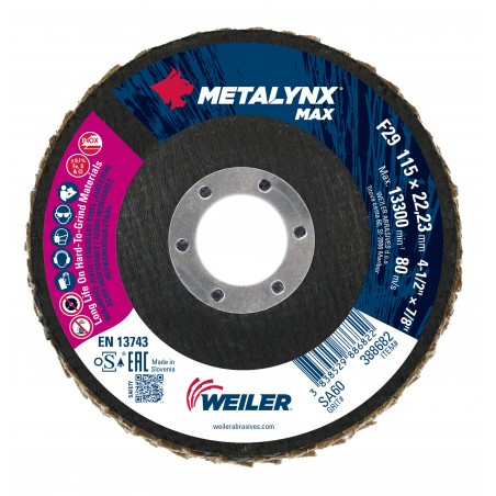 115mm P60 Ceramic 'Metalynx Max' Flap Discs (Medium)