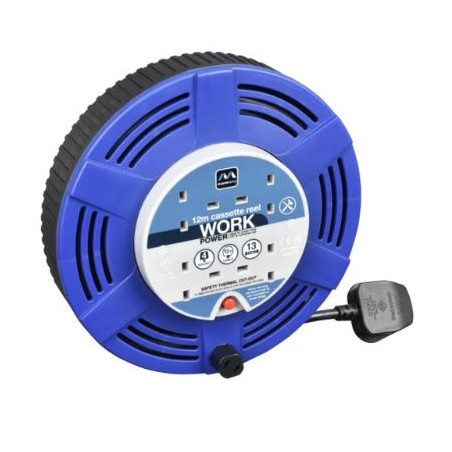 Masterplug 4 Gang 240v 12mtr Extension Reel (13amp)